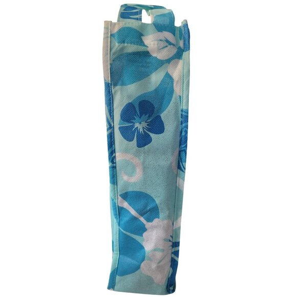Hawaiian Floral Print Reusable Wine Bottle Bags Blue & White Durable Fabric Eco - Picture 1 of 9